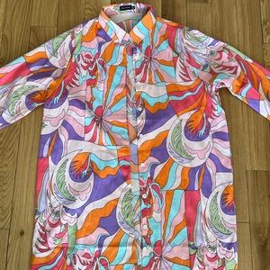 GROOVY PINK OVERSIZED BEACH SHIRT